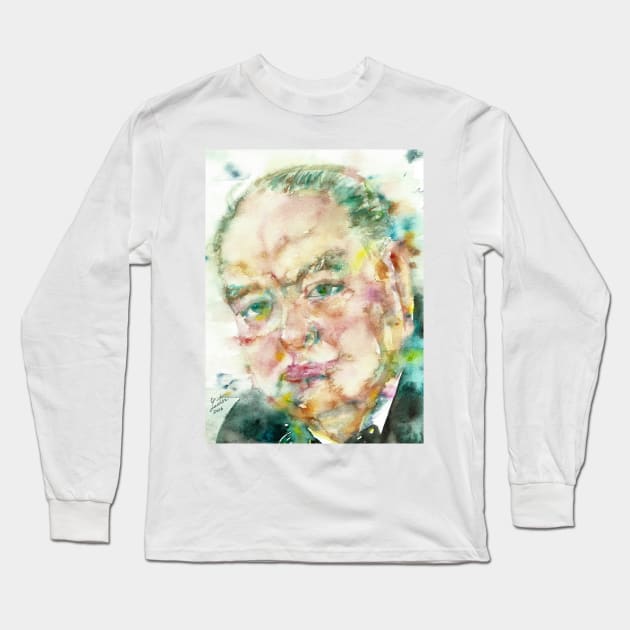 WINSTON CHURCHILL - watercolor portrait .4 Long Sleeve T-Shirt by lautir